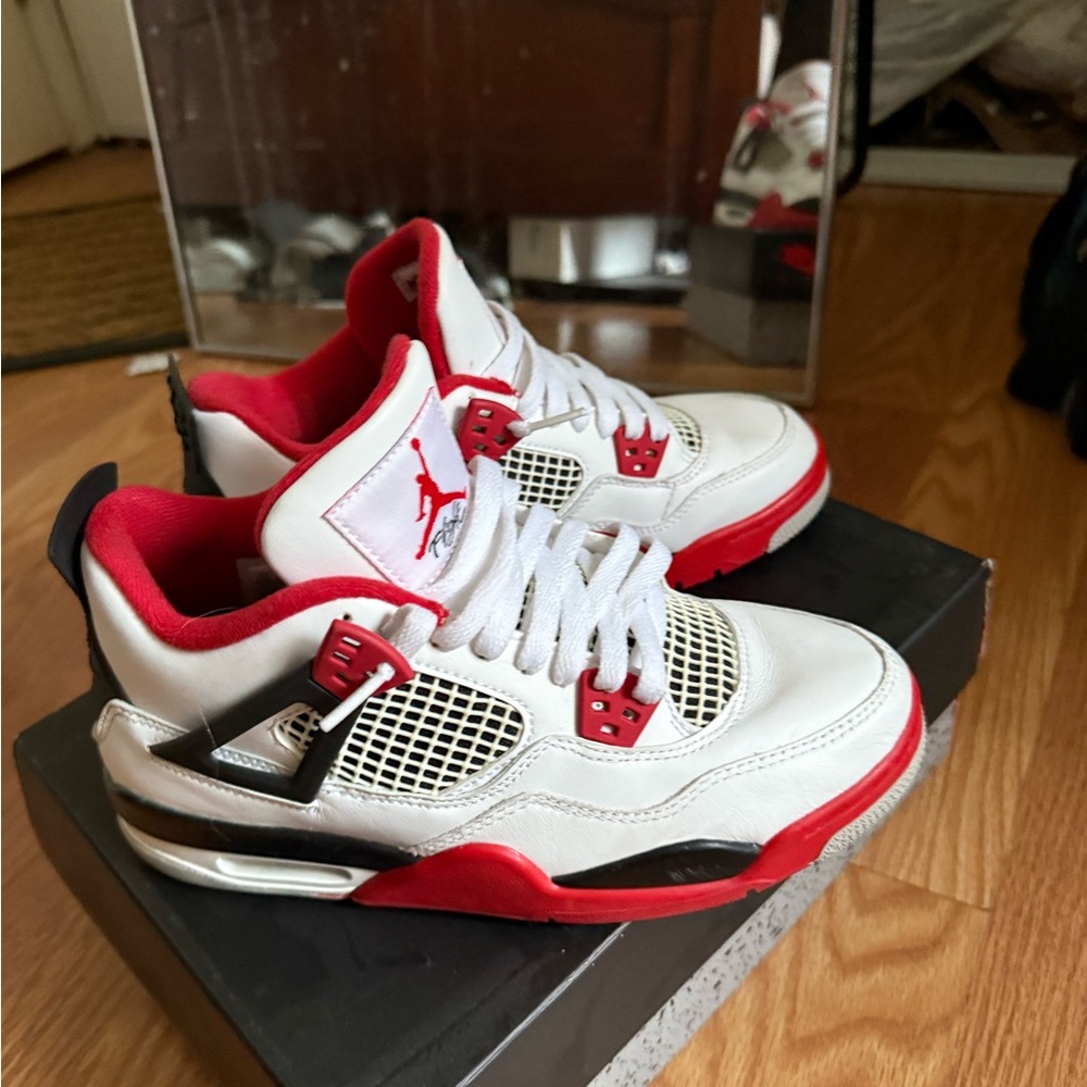 White and Red Athletic Sneakers
